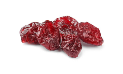 Dried cranberries isolated on white. Tasty berries