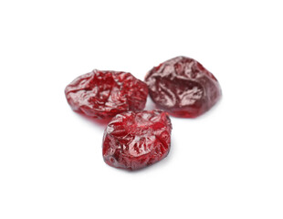 Dried cranberries isolated on white. Tasty berries