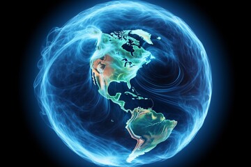 Global warming crisis. earth globe with animated heat waves illustrating el nino impact - obrazy, fototapety, plakaty