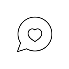 3d heart in speech bubble line icon, love like heart chat bubble , social media notification icon , favorite heart icon 