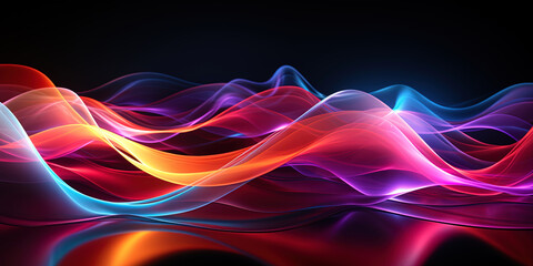 Visualization of sound waves that turn into colored spirals. --ar 2:1 --style raw --stylize 999 Jo