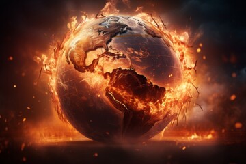 Global warming concept. earth globe with animated heat waves illustrating el nino impact - obrazy, fototapety, plakaty