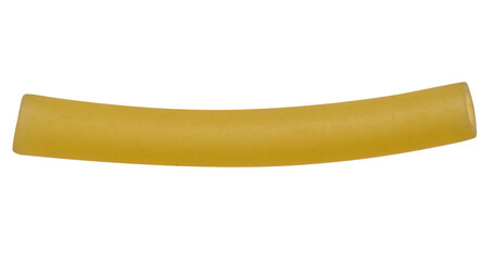 Dry tube shaped pasta made from white wheat flour on an isolated background