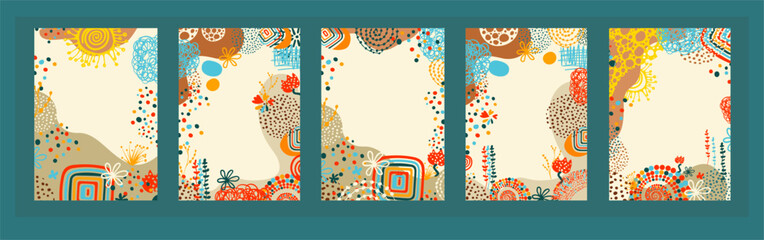 Trendy cute baby frames. hand drawing. Not AI, Vector illustration