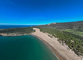 Cercles muraux Plage de Bolonia, Tarifa, Espagne vista panorámica de la playa de Bolonia en el municipio de Tarifa, Andalucía