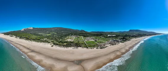 Photo sur Plexiglas Plage de Bolonia, Tarifa, Espagne vista panorámica de la playa de Bolonia en el municipio de Tarifa, Andalucía 