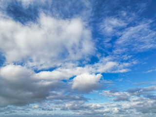 High Angle View of Winter Sky and Clouds over City of England UK