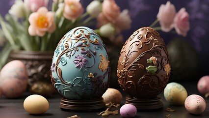 "Colorful Easter eggs symbolize joy and renewal, adding vibrancy to the celebration with their festive hues and intricate decorations."