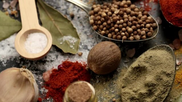 Various spices and dry herbs
