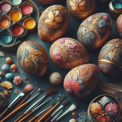 "Colorful Easter eggs symbolize joy and renewal, adding vibrancy to the celebration with their festive hues and intricate decorations."