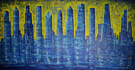 Chicago City Comb - abstract art painting - 739546253