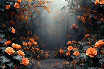 Beautiful wallpaper: night garden orange flowers.