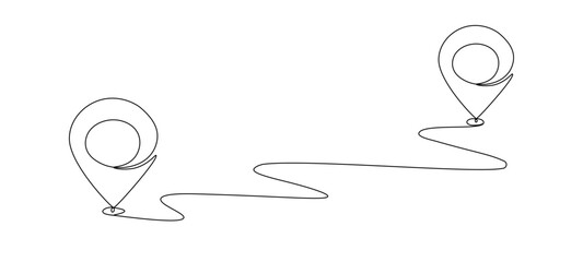 Single line line map symbol, location point for business. Pin location, geosign of a editable line continuous drawing . Gps navigation and Travel concept. Vector illustration for delivery services