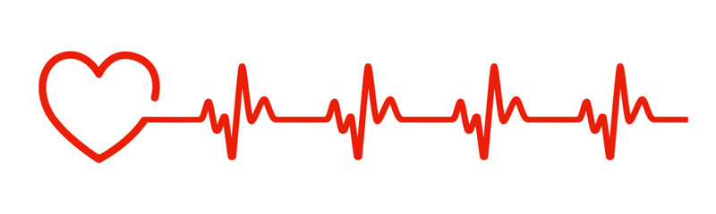 Heartbeat line with heart. Cardiogram in flat style. Vector illustration