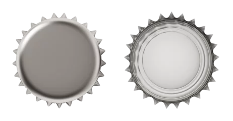 Fotobehang Bottle caps top and rear view isolated on transparent  background. 3D illustration © Destina