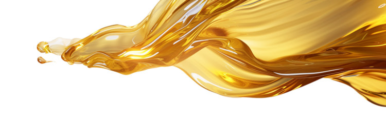 Golden oil splash cut out isolated on transparent background