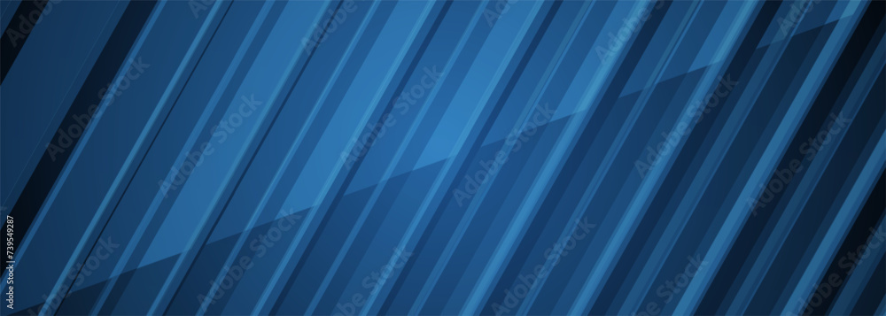 Poster dark blue abstract modern background with blue 3d stripes. futuristic technology concept banner desi