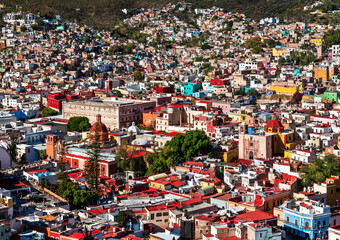 Aerial cityscape of Guanajuato town, UNESCO world heritage in Mexico - 739549418