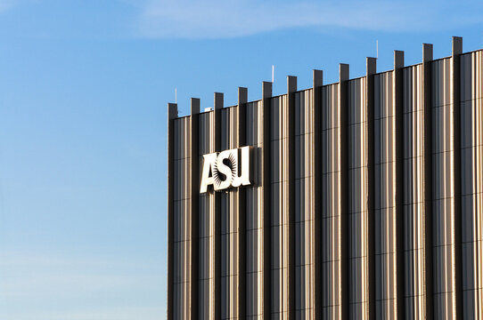 Partial, uppper view of ASU's Sidney Poitier New American Film School building in downtown Mesa, Arizona