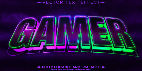 Gamer text effect, editable esport and neon text style