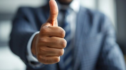 Successful Businessman Showing Thumbs Up in Close-up Shot Generative AI