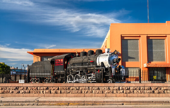 Steam locomotive at the Railway Museum in San Luis Potosi, Mexico