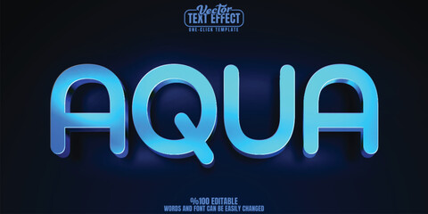 Aqua editable text effect, customizable water and blue 3D font style - obrazy, fototapety, plakaty