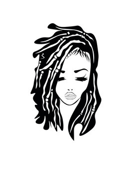 Girl with hair. Portrait of the young African woman. Girl in a dreadlocks. Abstract woman.