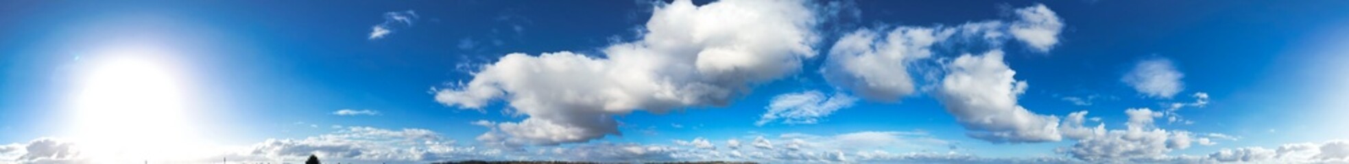 High Angle Panoramic View of Winter Sky and Clouds over City of England UK