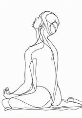 Minimalist Yoga Art: Graceful Practice on a White Background Generative AI
