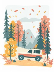 Scenic Drive Through Vibrant Fall Foliage Generative AI