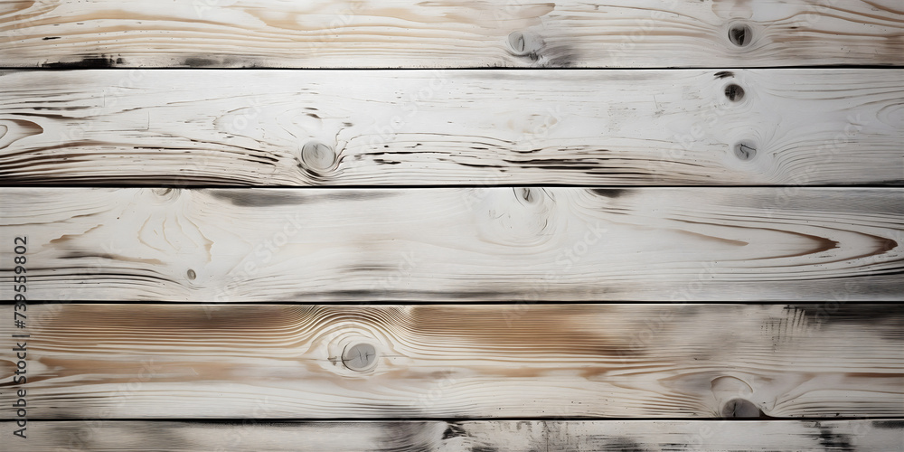 Wall mural whitewashed wood planks background. light wooden texture with subtle grain and knots. shabby chic an