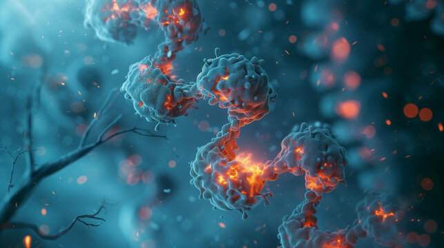 Microscopic details of a DNA nuclear.