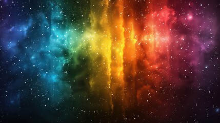 celestial background stars and galaxies in the colors of the rainbow the closer towards the border the darker ending in pitch black space the closer the the inside the more robust