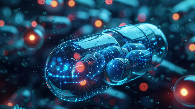 Futuristic Nanotechnology Capsule in Microscopic View
