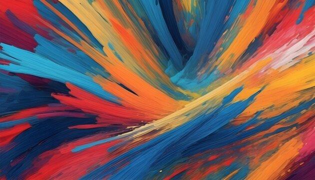 Abstract Artistic Creation AI-Assisted Brushwork. Digital paintbrush spectrum vibrant colors, illustrating the potential of AI to assist and enhance artistic process in creation of abstract art. 