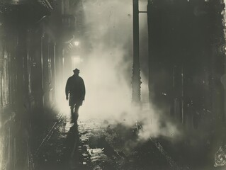 pictorialism photo of a crime scene haze crowded dirty dim light squalour - obrazy, fototapety, plakaty