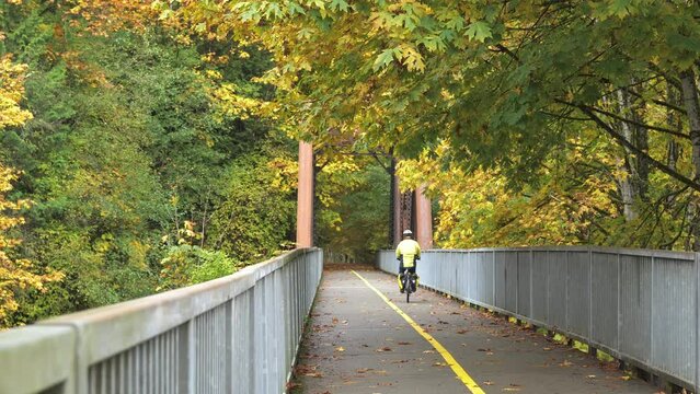 People cycling in Maplewood Roadside Park in Renton, Washington. 