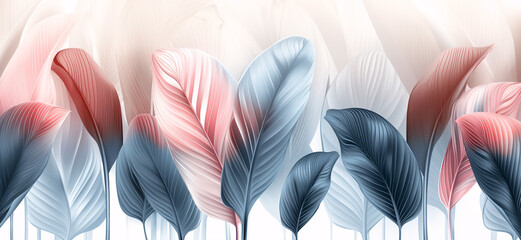 Background of leaves in pink and blue colors