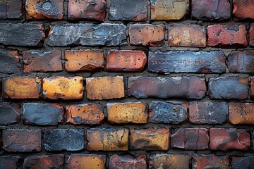 An intricate pattern of bricks and mortar creates a sturdy yet captivating building material,...