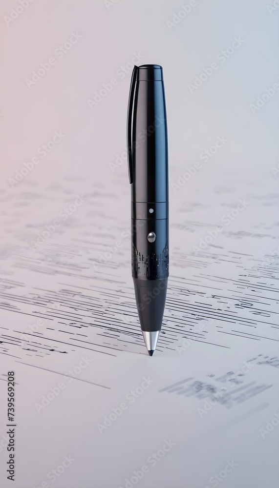 Poster futuristic ai technology for creative copywriting. digital pen symbolizing the integration of ai in 