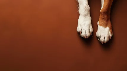 Keuken spatwand met foto Two different dog paws against a brown background © Татьяна Макарова