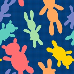 Cartoon animals doodle seamless bears and rabbit pattern for wrapping paper and fabrics and linens