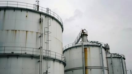 Obraz premium Two Large White Tanks Side by Side