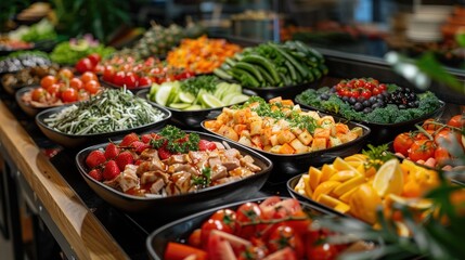 Obraz premium Diverse Spread of Various Foods on Table