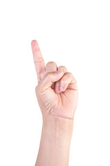 one hand on isolated background clipping path .Hands are counting numbers