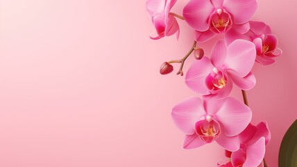 Fototapeta na wymiar Pink orchids on a pastel background