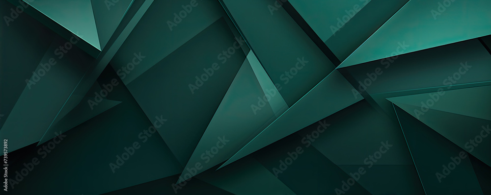 Poster dark green abstract in wide banner shape. polygon elegant or frame background. copy space for text.