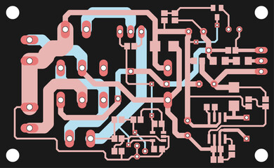 Tracing the conductors of the printed circuit board
of an electronic device. Vector engineering technical
drawing. Pcb template. Electric background.