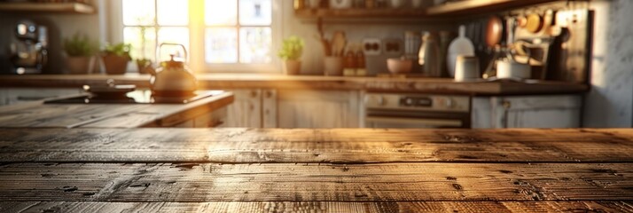 Sunlit Kitchen Wooden Table